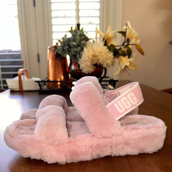 UGG Oh Yeah Slides Women’s 10 Soft Amethyst Pink Lilac Fluffy Slingback Sandals - Picture 13 of 13